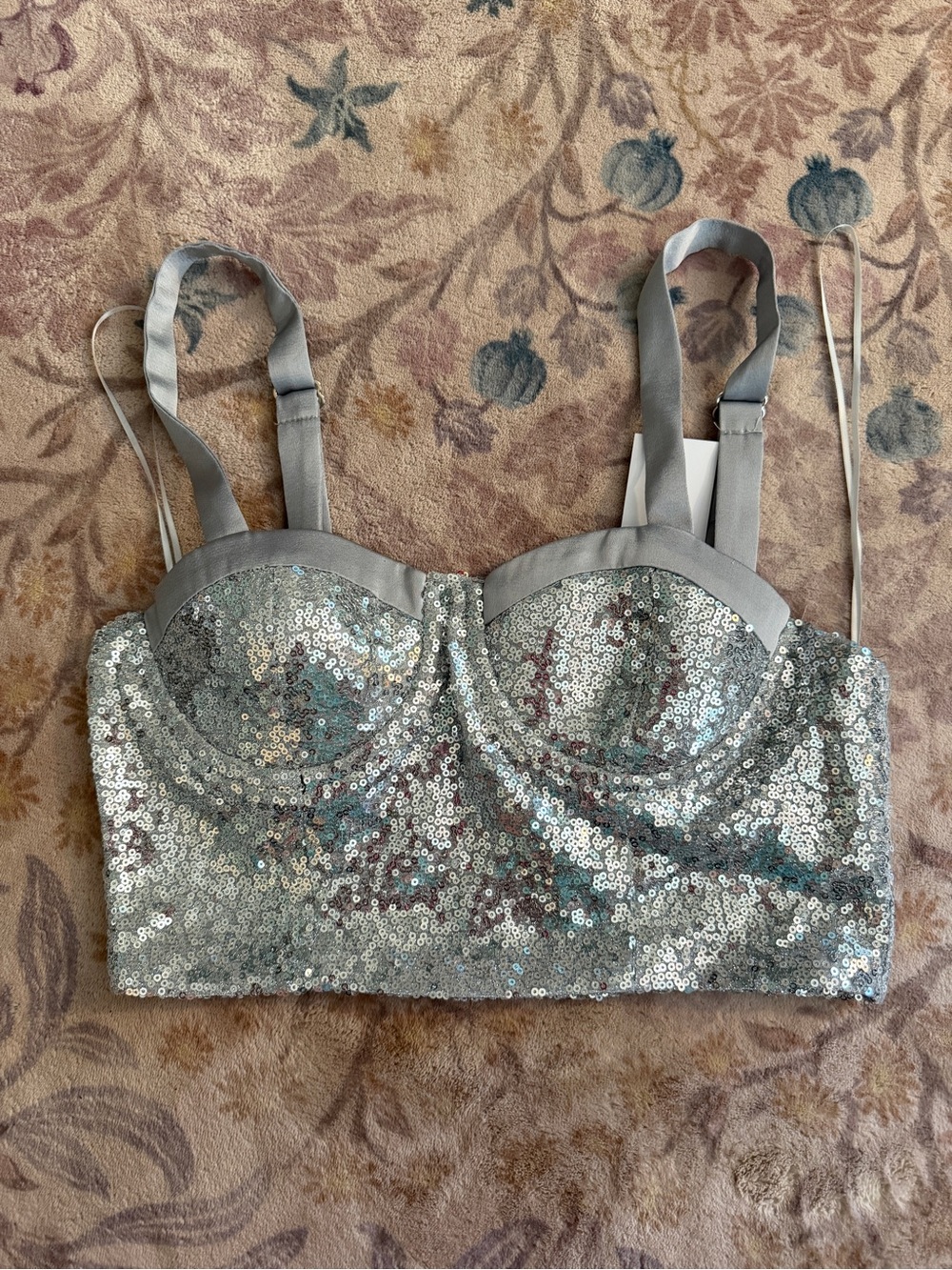 Edit by Nine Silver Sequin Bustier Crop Top